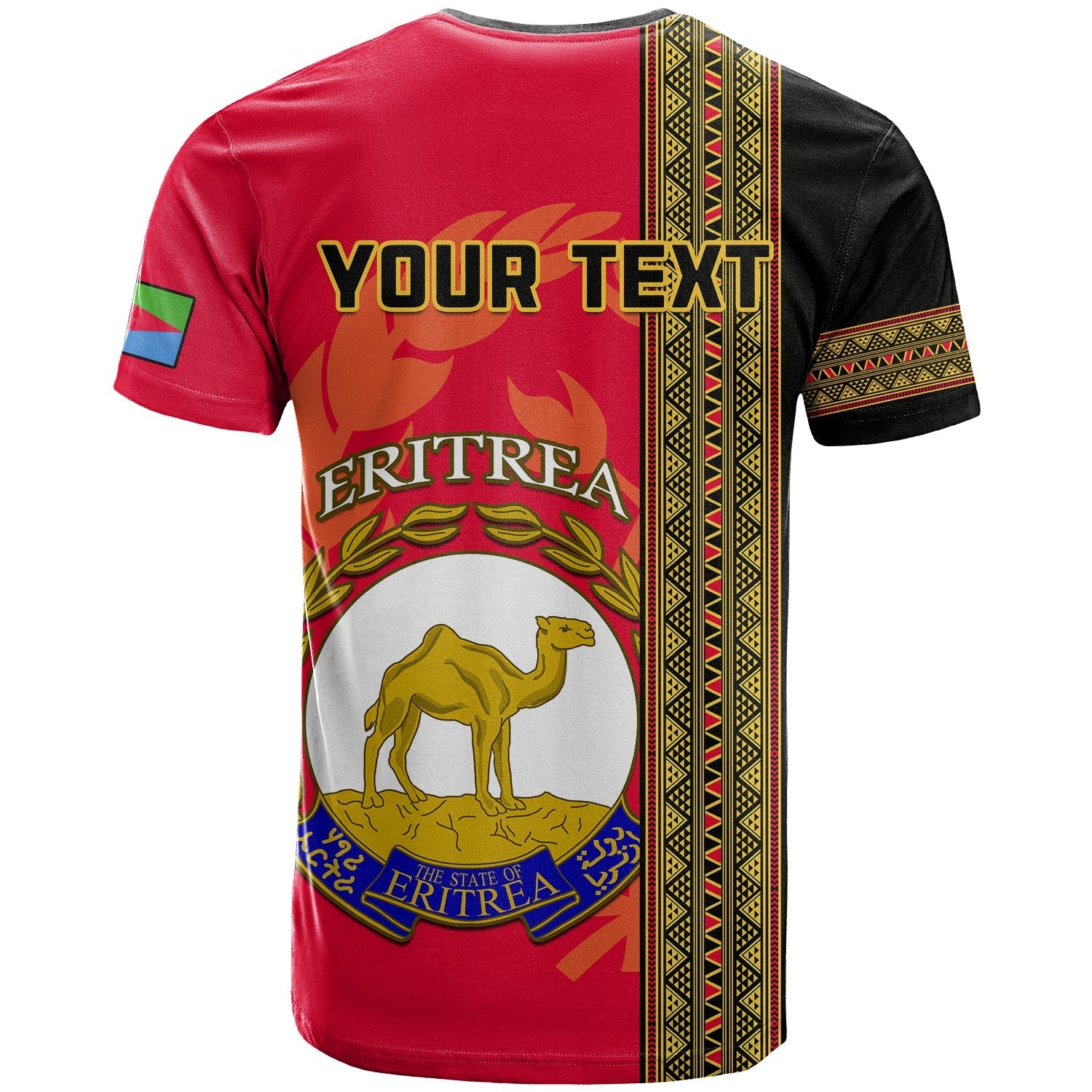 Custom Eritrea T-Shirt African Pattern Happy Independence Day Version Black Graphic Tee