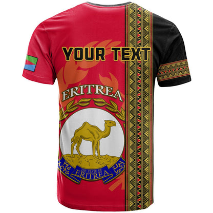 Custom Eritrea T-Shirt African Pattern Happy Independence Day Version Black Graphic Tee