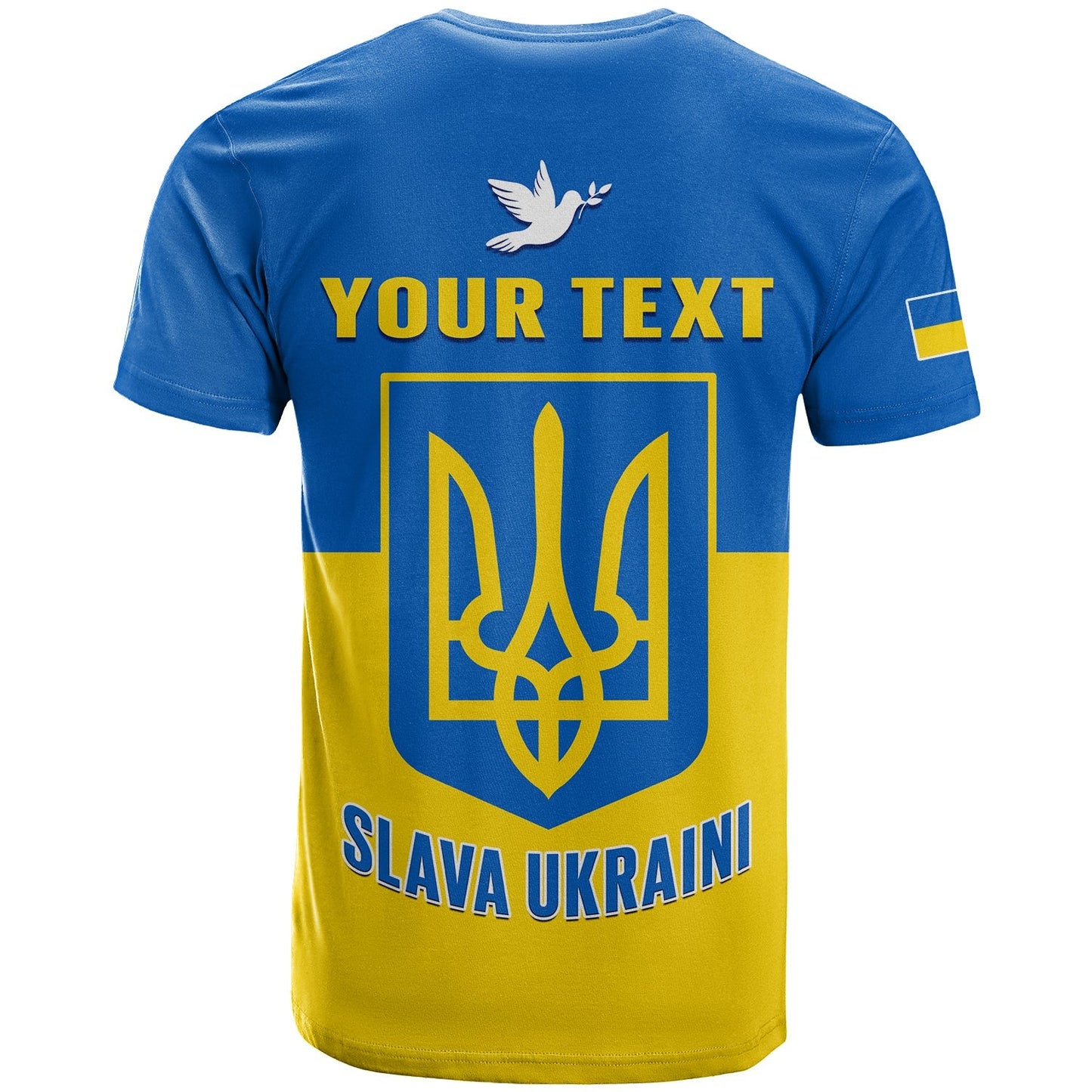 Custom Ukraine T-Shirt Ukraine Gold Trident Slava Ukraini Blue Graphic Tee