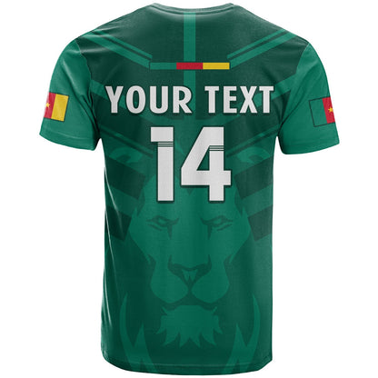 Custom Cameroon Football T-Shirt Les Lions Indomptables Green World Cup 2022 Graphic Tee