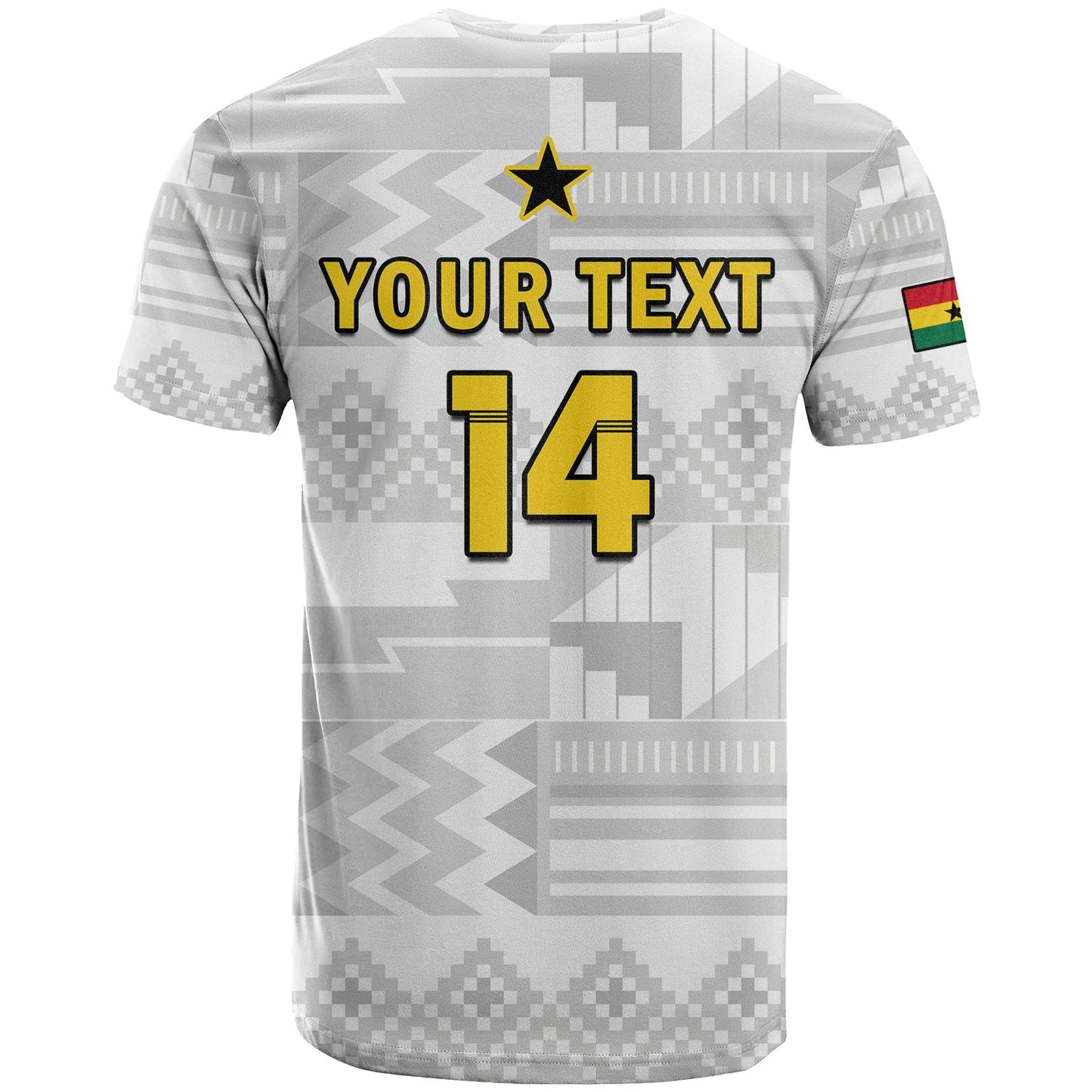 Custom Ghana Football T-Shirt Black Stars Kente World Cup 2022 White Graphic Tee