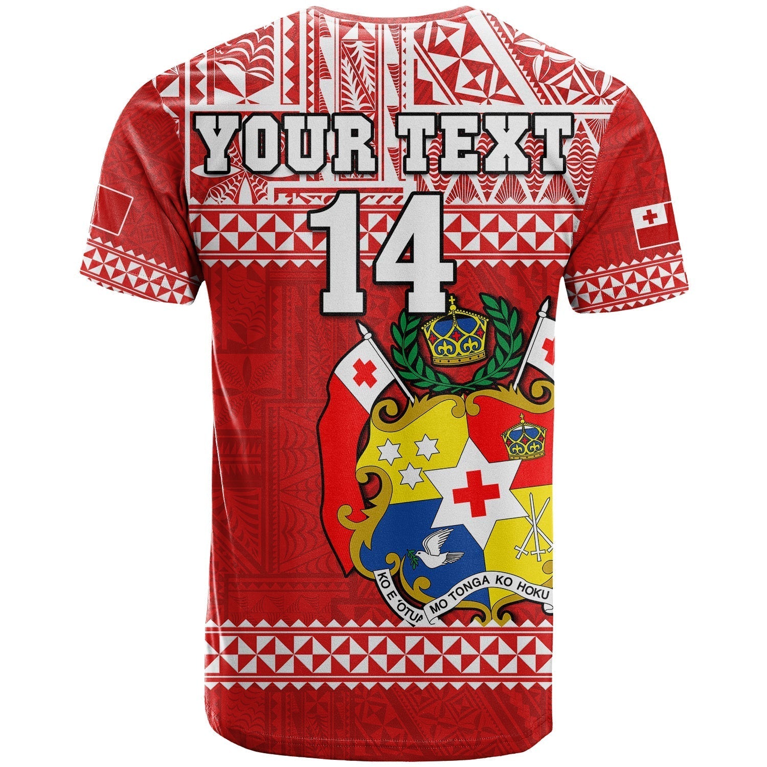 Custom Text And Number Tonga Rugby T-Shirt Mate MaA Tonga Pacific Ngatu White Graphic Tee