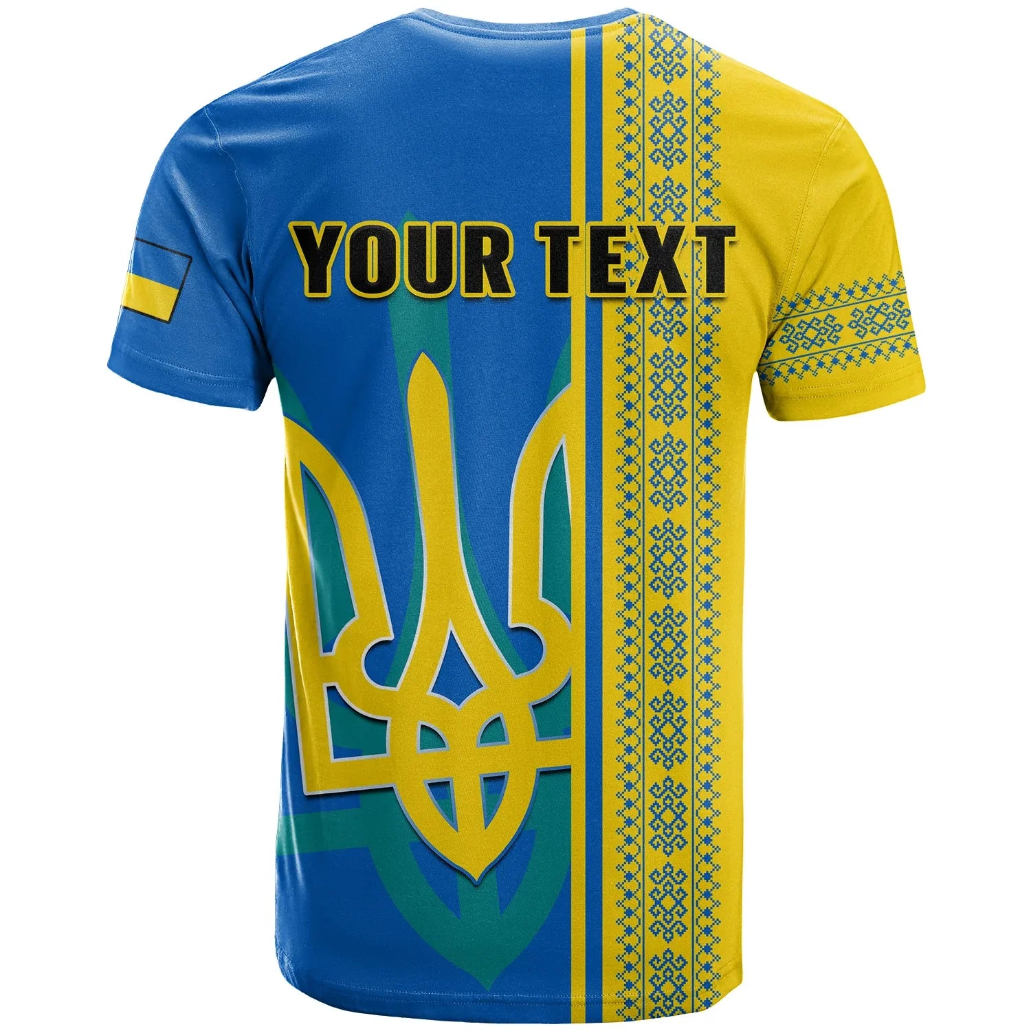 Custom Ukraine Unity Day T-Shirt Folk Ukrainian Coat Of Arms Graphic Tee