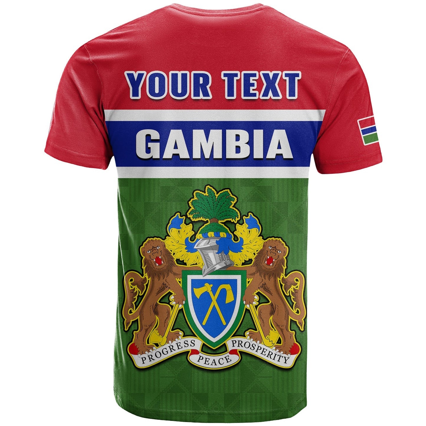 Custom Gambia T-Shirt Happy 58th Independence Anniversary Flag Style Graphic Tee