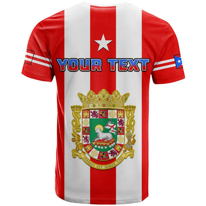 Custom Puerto Rico T-Shirt Coat Of Arms Mix Flag Graphic Tee