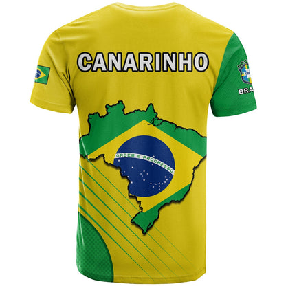 Brazil Football T-Shirt Brasil Map Come On Canarinho Sporty Style Graphic Tee