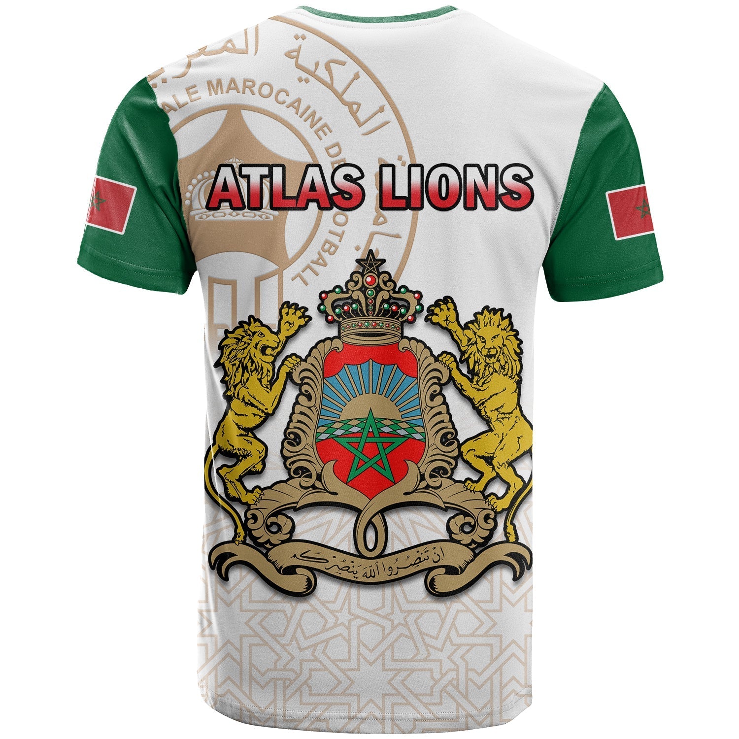 Morocco Football T-Shirt Atlas Lions White World Cup 2022 Graphic Tee