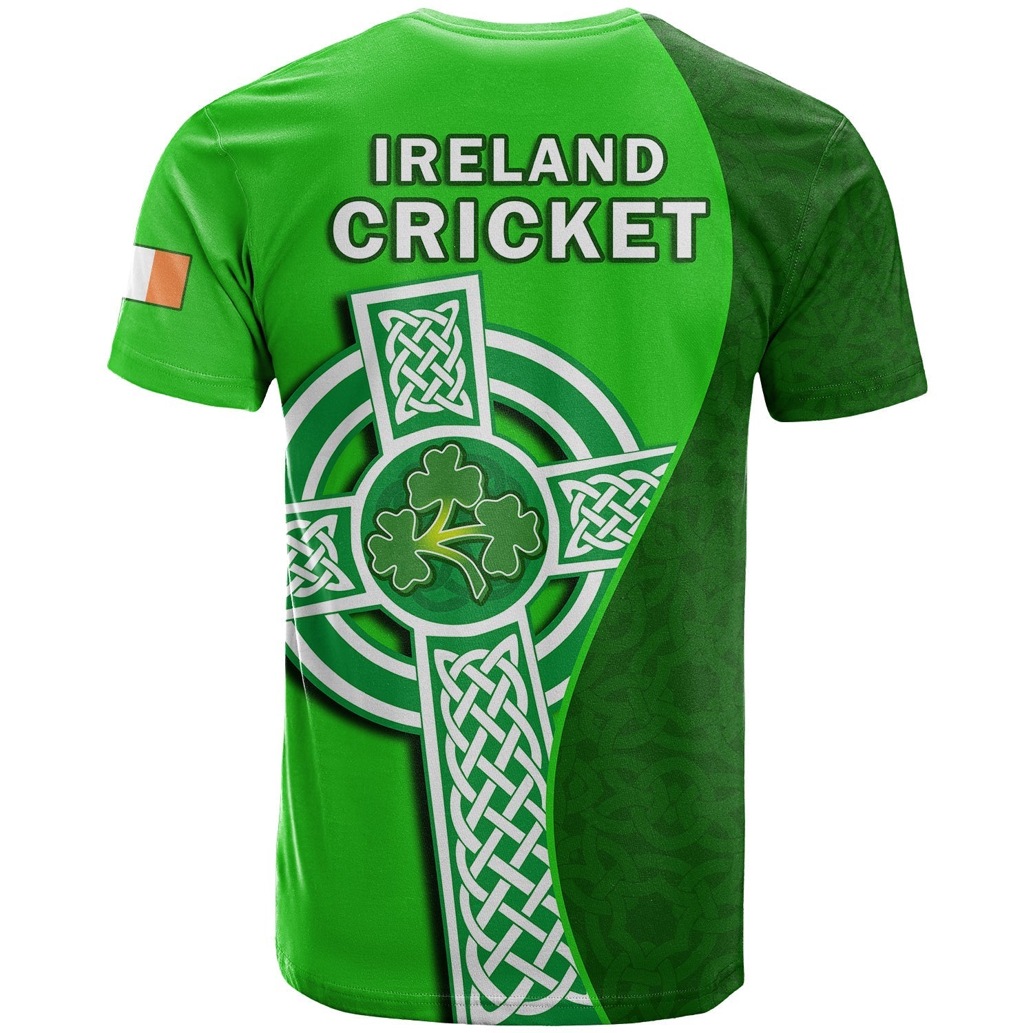 Ireland Cricket T-Shirt Irish Flag Celtic Cross Sporty Style Graphic Tee