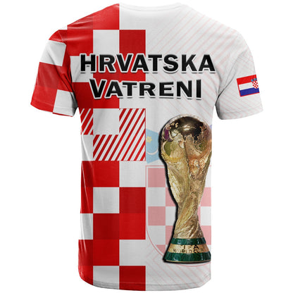Croatia Football T-Shirt Hrvatska Checkerboard Champions WC 2022 Graphic Tee