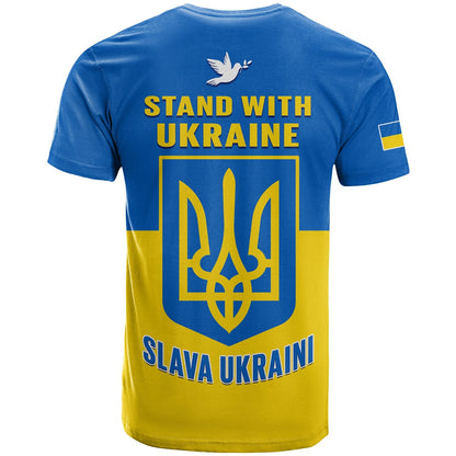 Ukraine T-Shirt Ukraine Gold Trident Slava Ukraini Blue Graphic Tee
