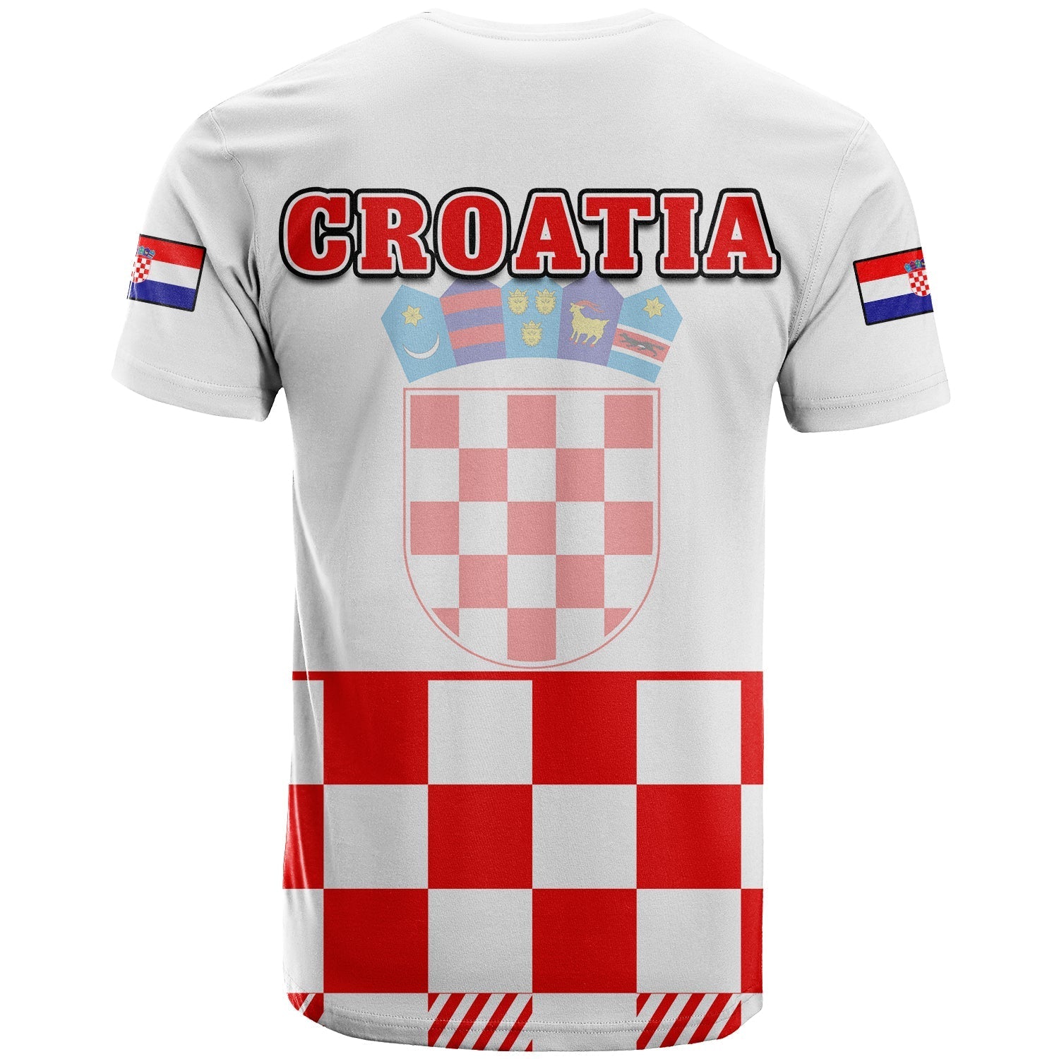 Croatia Football T-Shirt Hrvatska Checkerboard Red Version Graphic Tee