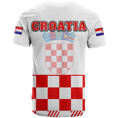 Croatia Football T-Shirt Hrvatska Checkerboard Red Version Graphic Tee