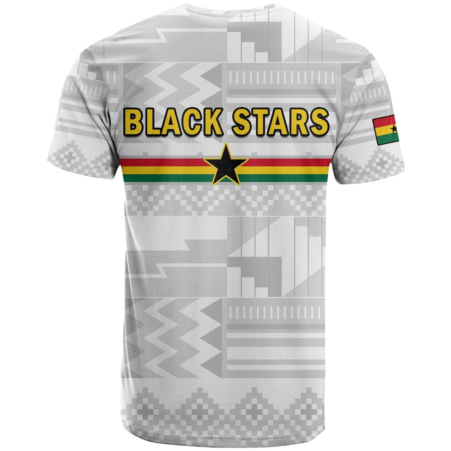 Ghana Football T-Shirt Black Stars Kente World Cup 2022 White Graphic Tee