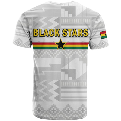 Ghana Football T-Shirt Black Stars Kente World Cup 2022 White Graphic Tee