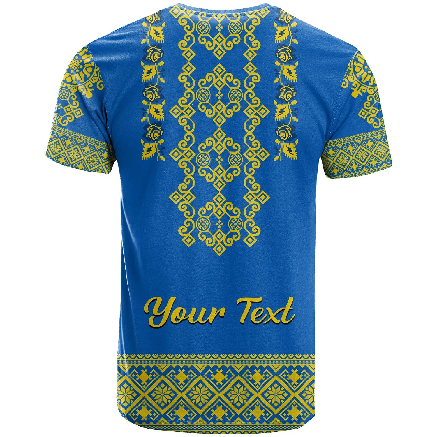 Custom Ukraine T-Shirt Yellow Ukrainian Folk Graphic Tee
