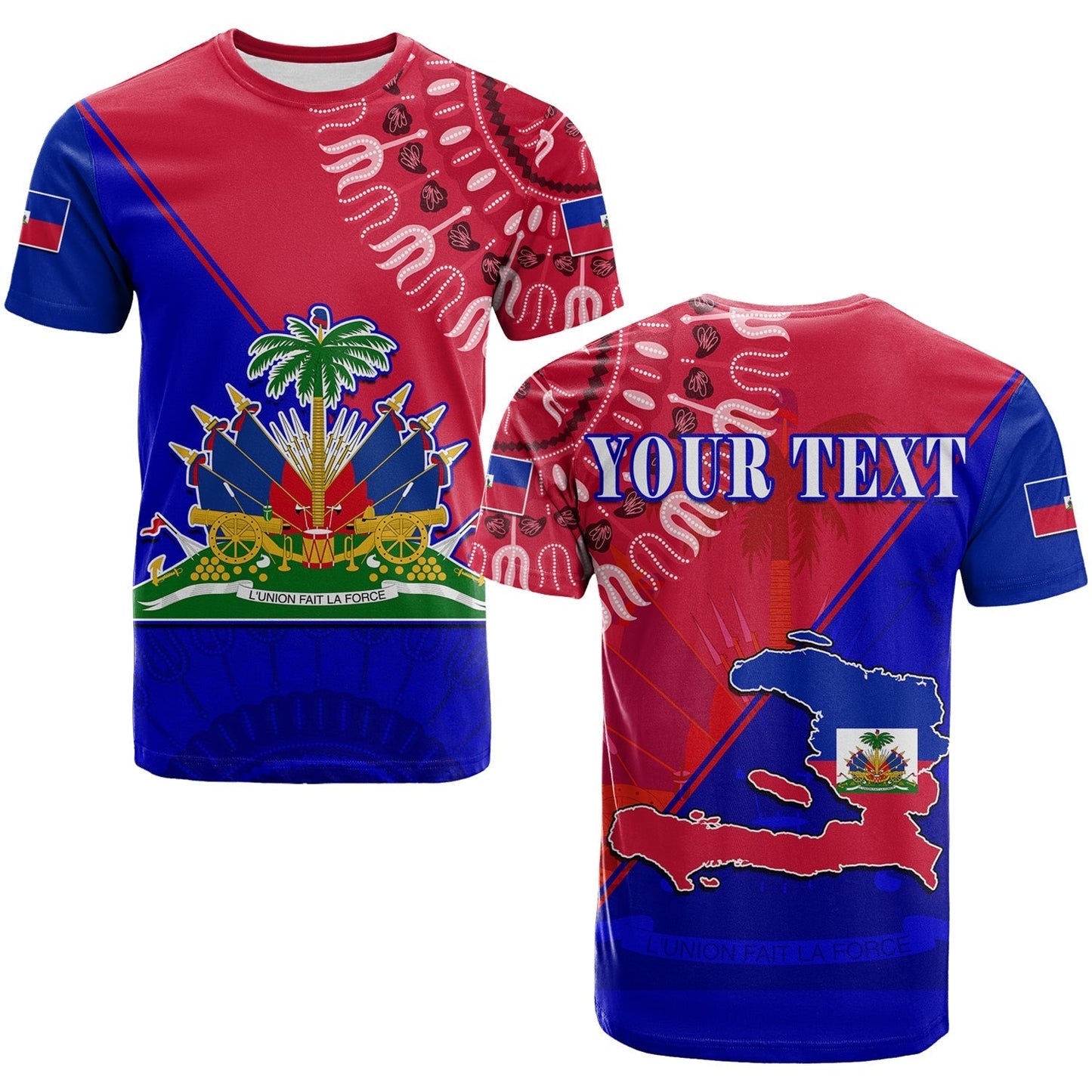 Custom Haiti T-Shirt Haiti Flag Dashiki Simple Style Graphic Tee