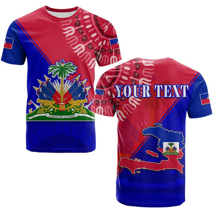 Custom Haiti T-Shirt Haiti Flag Dashiki Simple Style Graphic Tee
