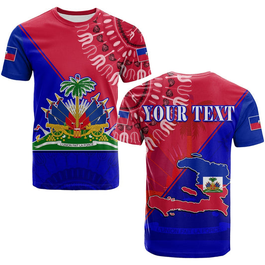 Custom Haiti T-Shirt Haiti Flag Dashiki Simple Style Graphic Tee