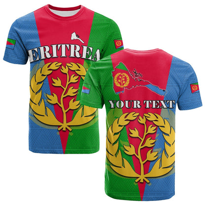 Custom Eritrea T-Shirt Eritrean Map Mix African Pattern Simple Style Graphic Tee