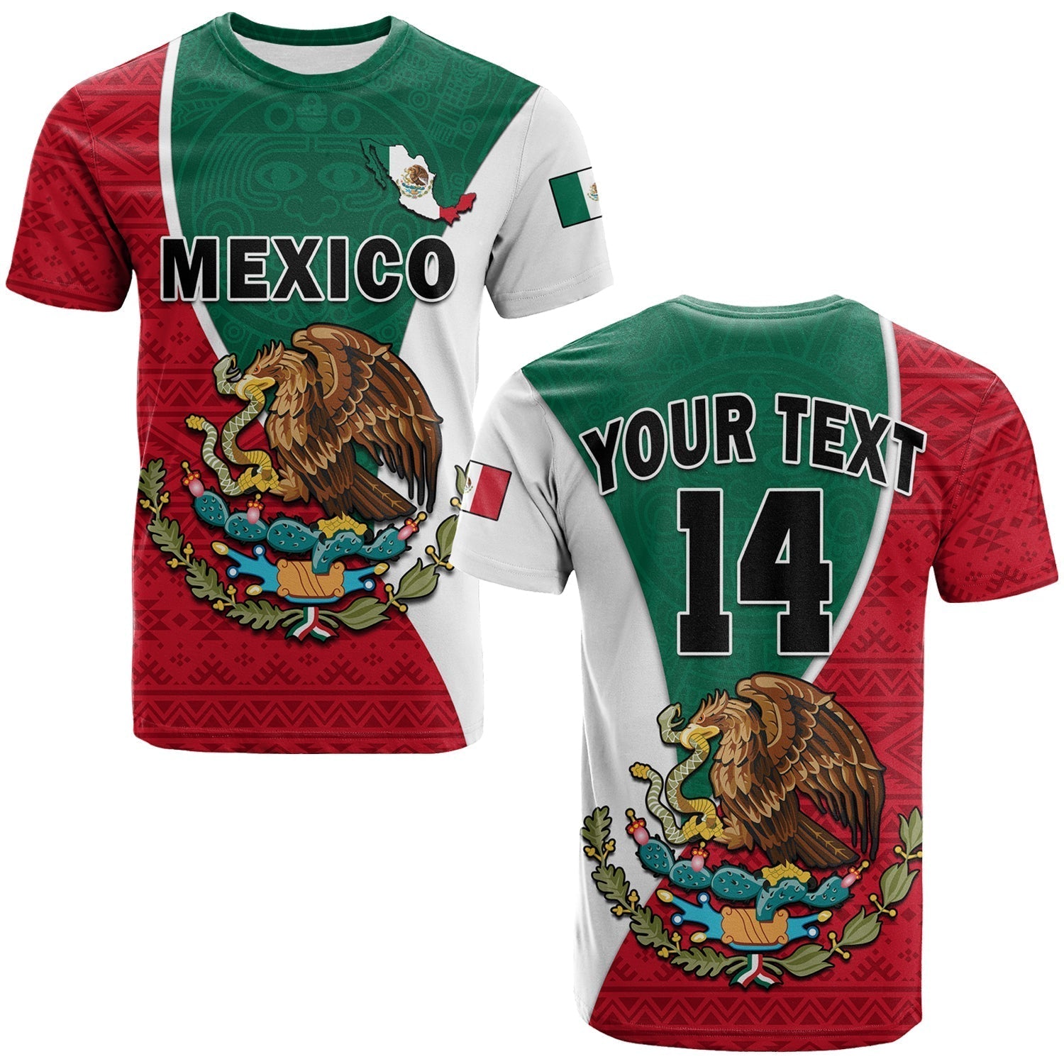 Custom Mexico T-Shirt Mexican Aztec Pattern Graphic Tee