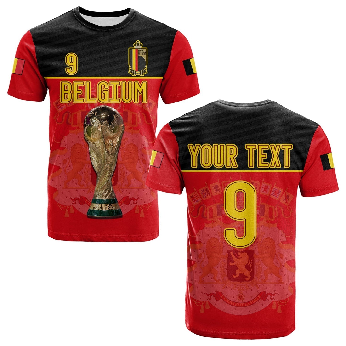 Custom Belgium T-Shirt Football 2022 De Rode Duivels Sporty Style Graphic Tee