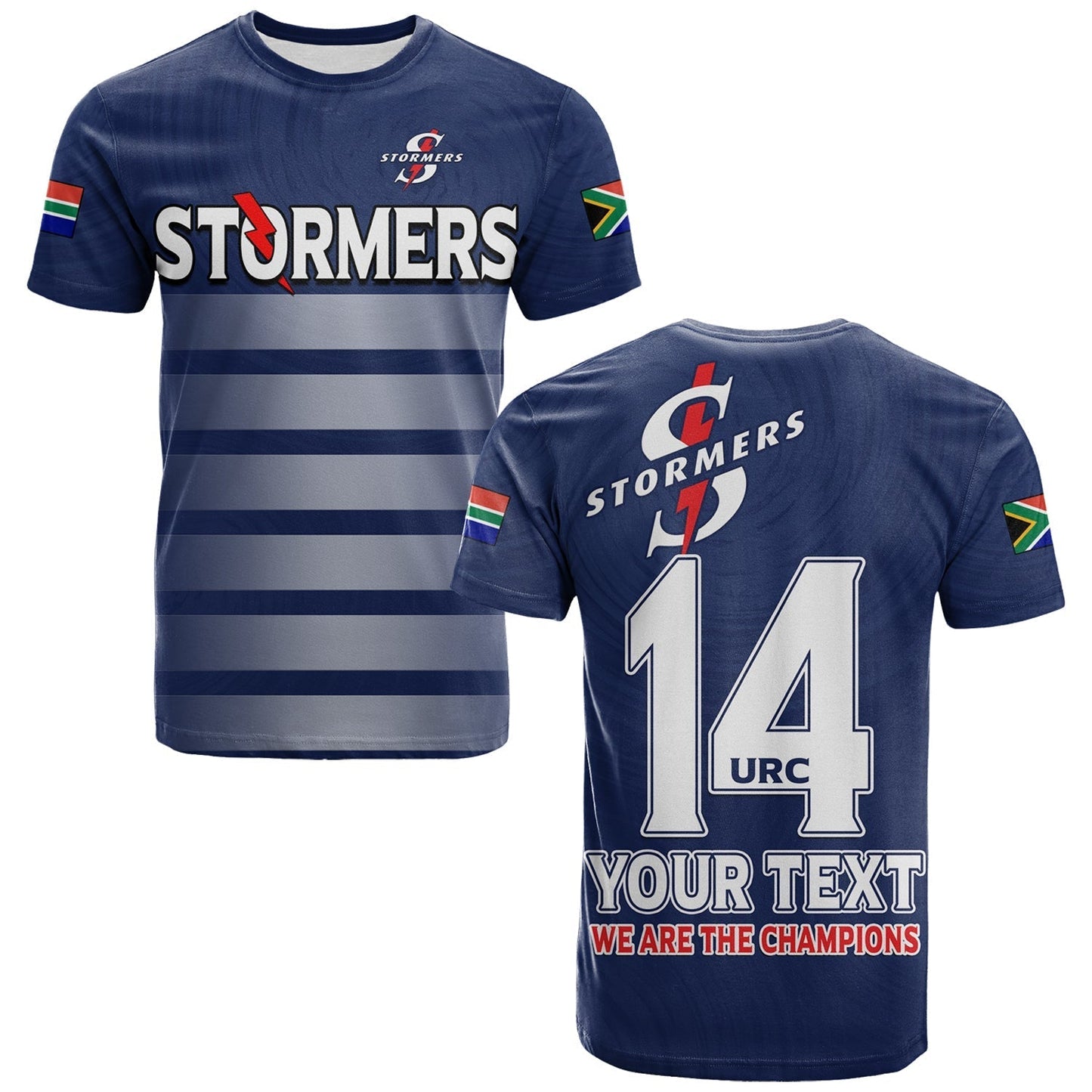 Custom Stormers South Africa Rugby T-Shirt We Are The Champions URC Unity Graphic Tee
