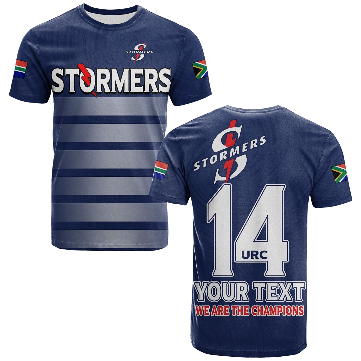 Custom Stormers South Africa Rugby T-Shirt We Are The Champions URC Unity Graphic Tee