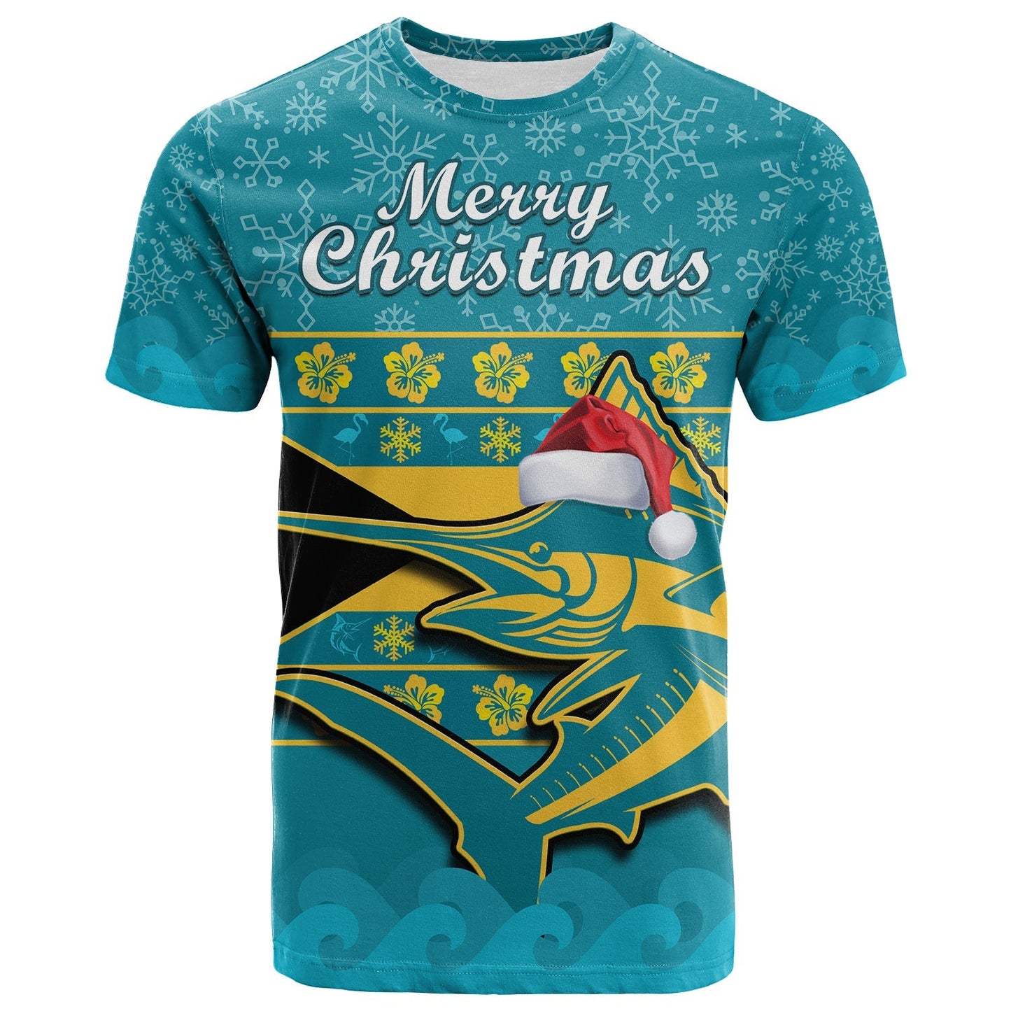 Bahamas T-Shirt Bahamian Blue Marlin Merry Christmas Graphic Tee