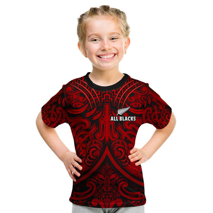 New Zealand Silver Fern Rugby T-Shirt All Black Red NZ Maori Pattern Graphic Tee