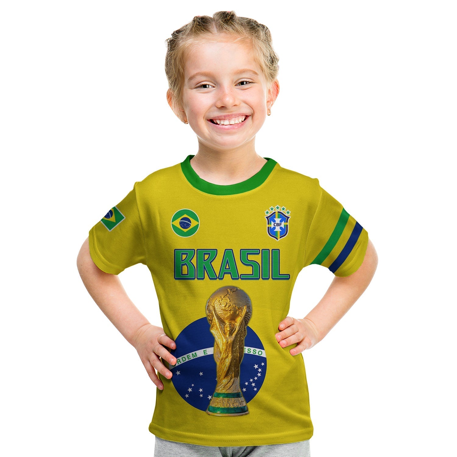 Custom Brazil Football T-Shirt Go Champions Selecao Campeao Graphic Tee