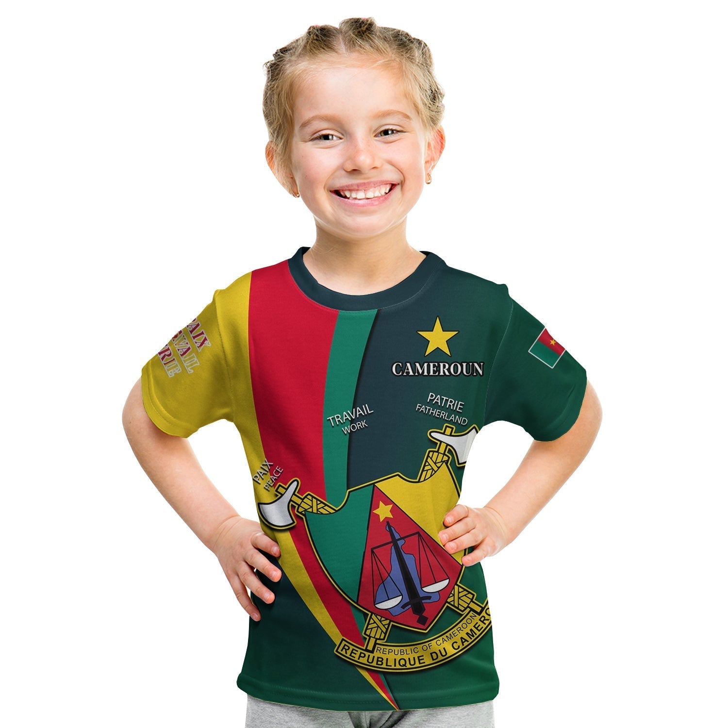 Cameroon T-Shirt Map Cameroun Style Flag Graphic Tee