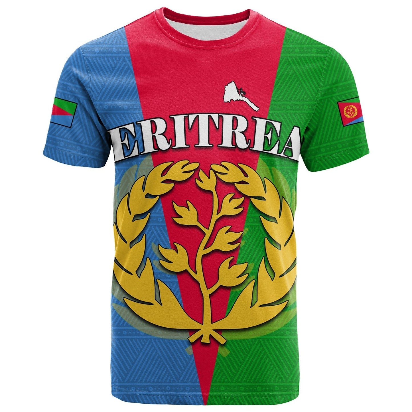 Eritrea T-Shirt Eritrean Map Mix African Pattern Simple Style Graphic Tee