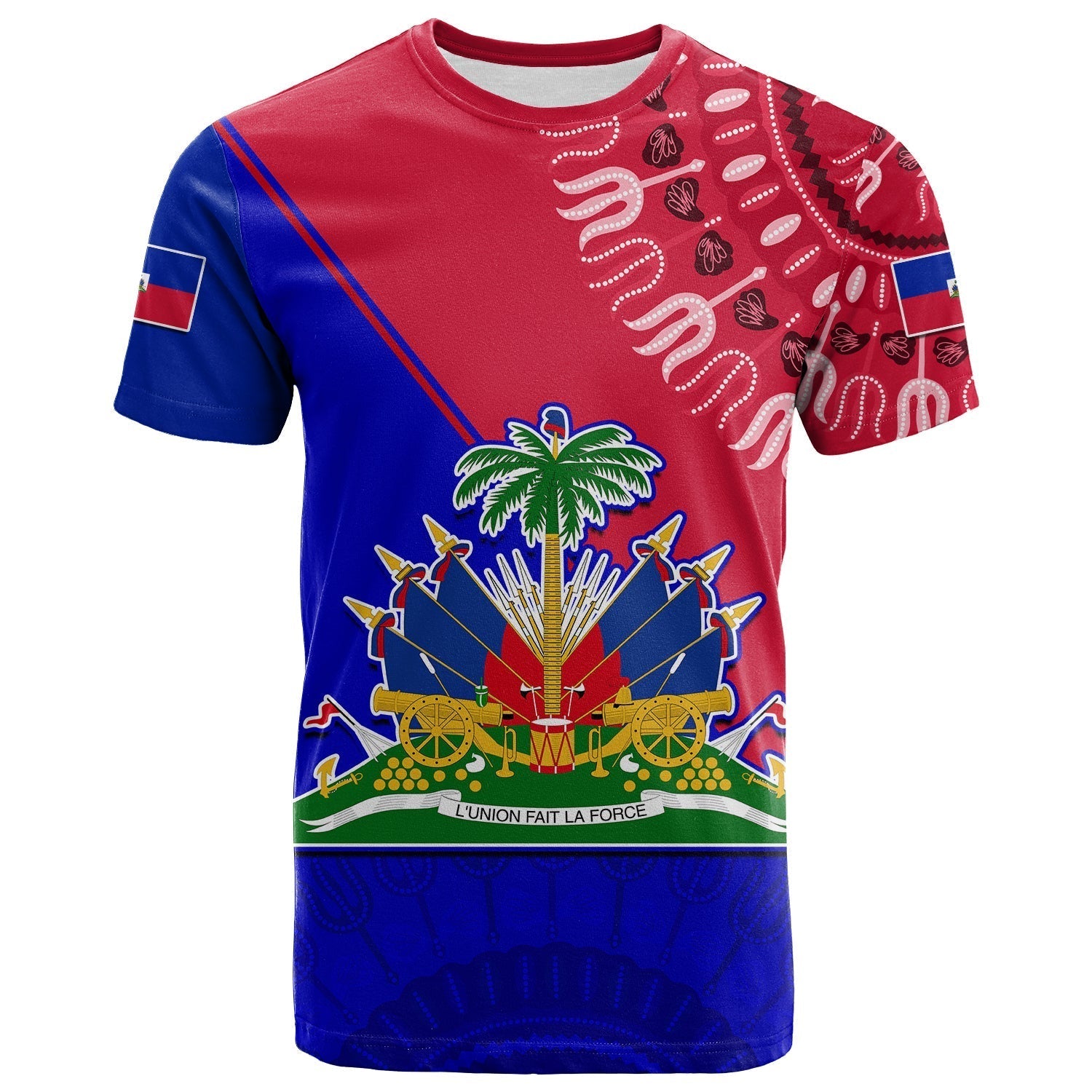 Custom Haiti T-Shirt Haiti Flag Dashiki Simple Style Graphic Tee