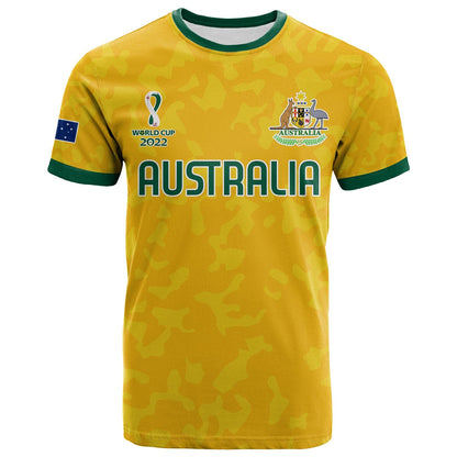 Custom Australia Soccer T-Shirt World Cup Football 2022 Socceroos with Kangaroos Graphic Tee