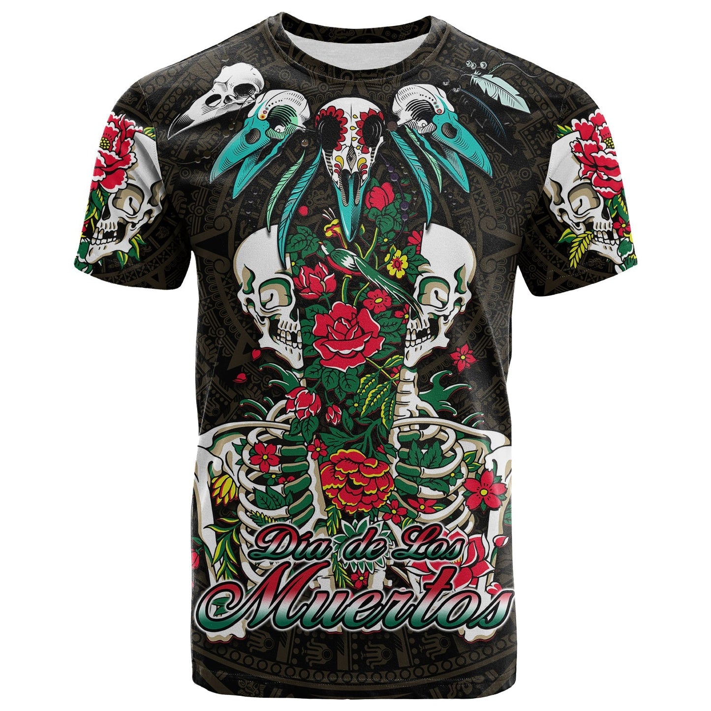 Mexico T-Shirt Floral Skull Dia De Los Muertos Graphic Tee