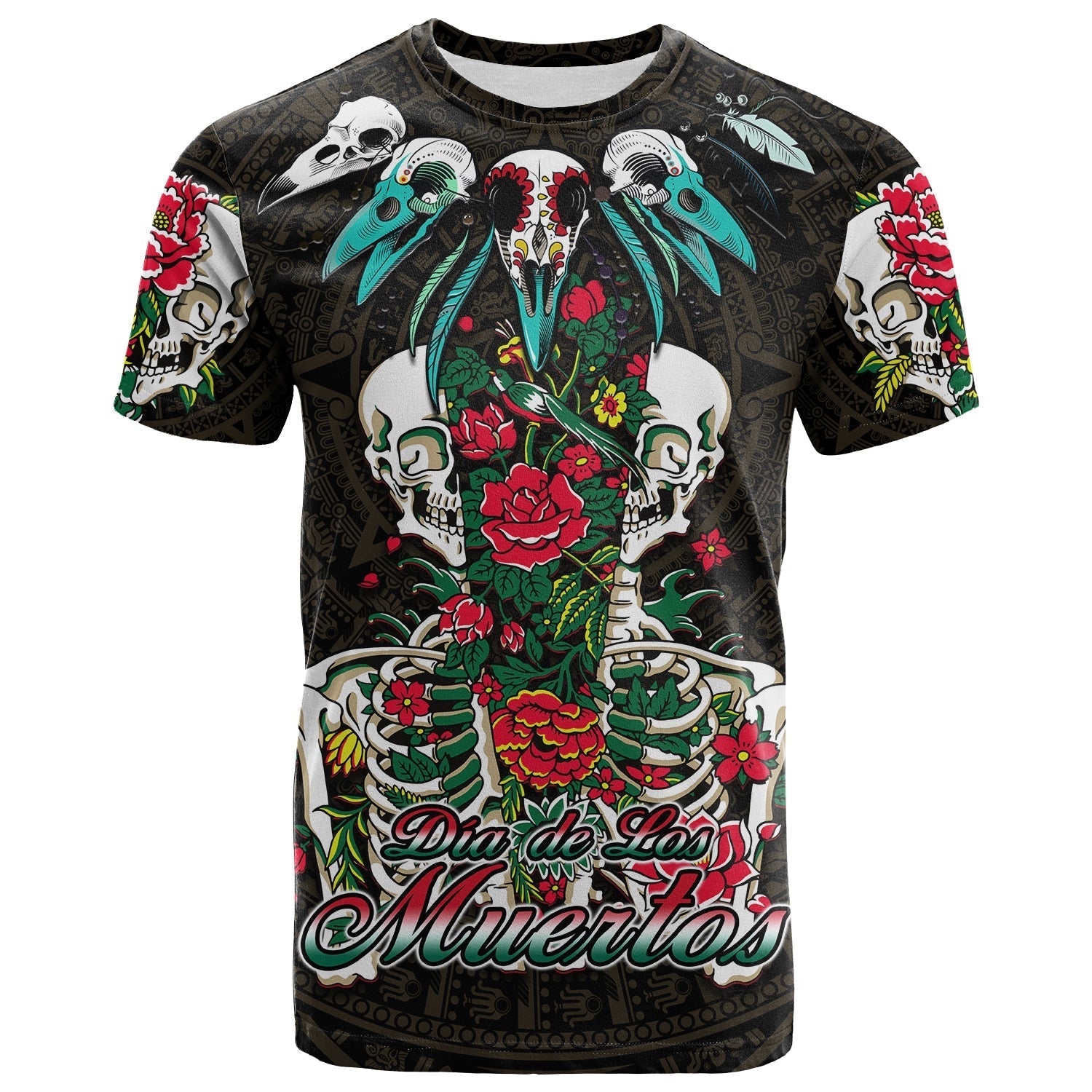 Mexico T-Shirt Floral Skull Dia De Los Muertos Graphic Tee