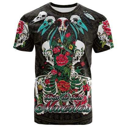 Mexico T-Shirt Floral Skull Dia De Los Muertos Graphic Tee