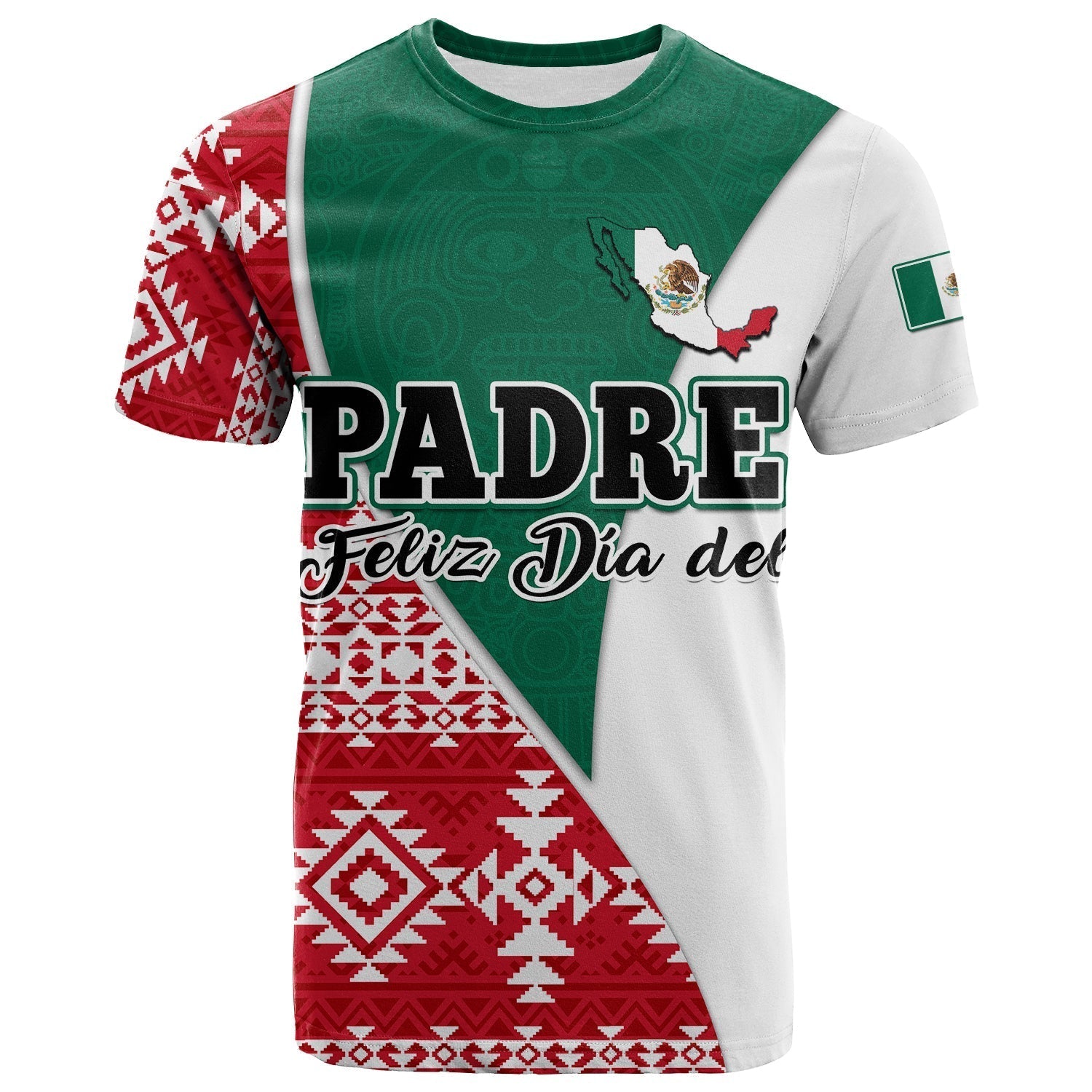 Happy Mexico Fathers Day T-Shirt Mexican Aztec Pattern Graphic Tee