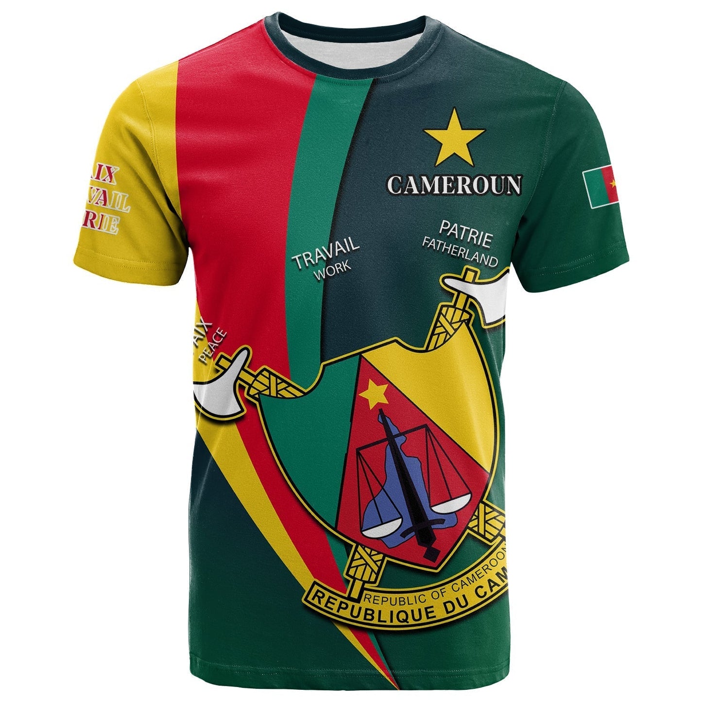 Cameroon T-Shirt Map Cameroun Style Flag Graphic Tee