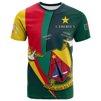 Cameroon T-Shirt Map Cameroun Style Flag Graphic Tee