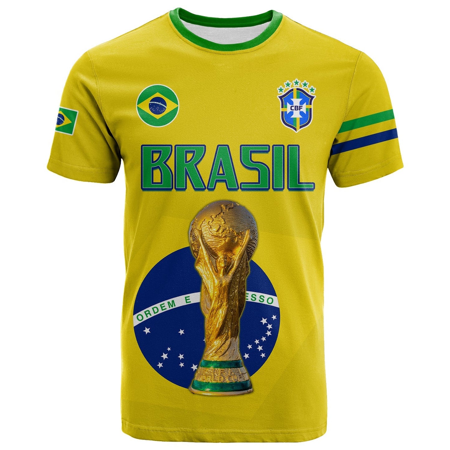 Custom Brazil Football T-Shirt Go Champions Selecao Campeao Graphic Tee