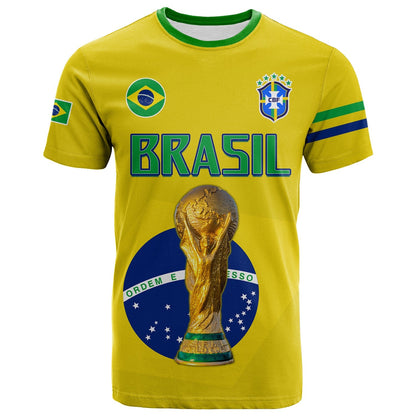 Custom Brazil Football T-Shirt Go Champions Selecao Campeao Graphic Tee