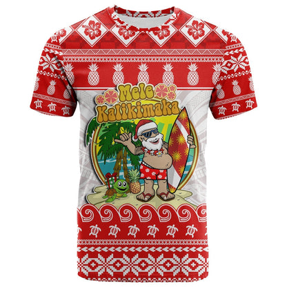 Custom Hawaii Christmas T-Shirt Kanaka Polynesian Santa Claus Mele Kalikimaka Graphic Tee