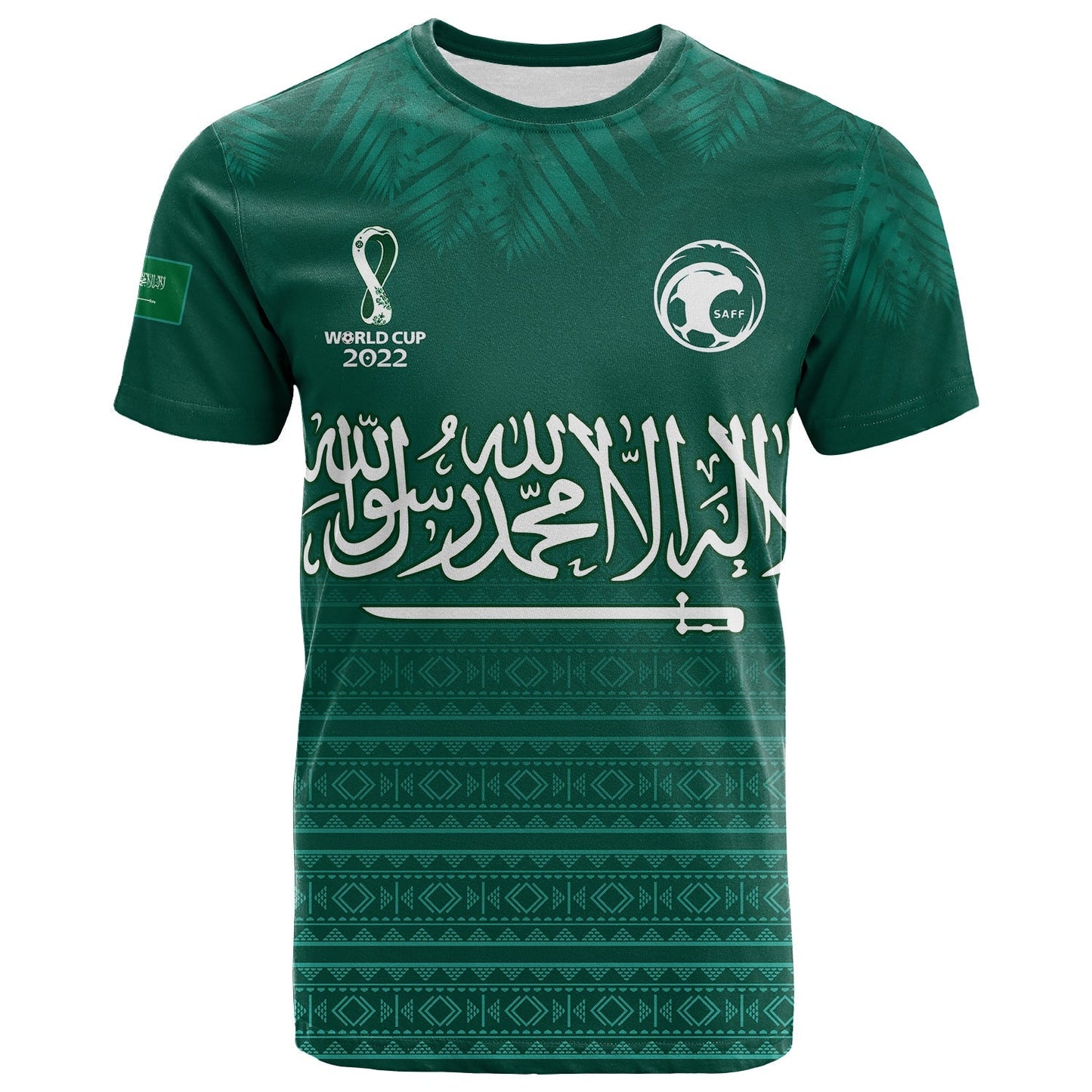 Custom Saudi Arabia Football T-Shirt KSA Proud Arabia Pattern Green Original Graphic Tee