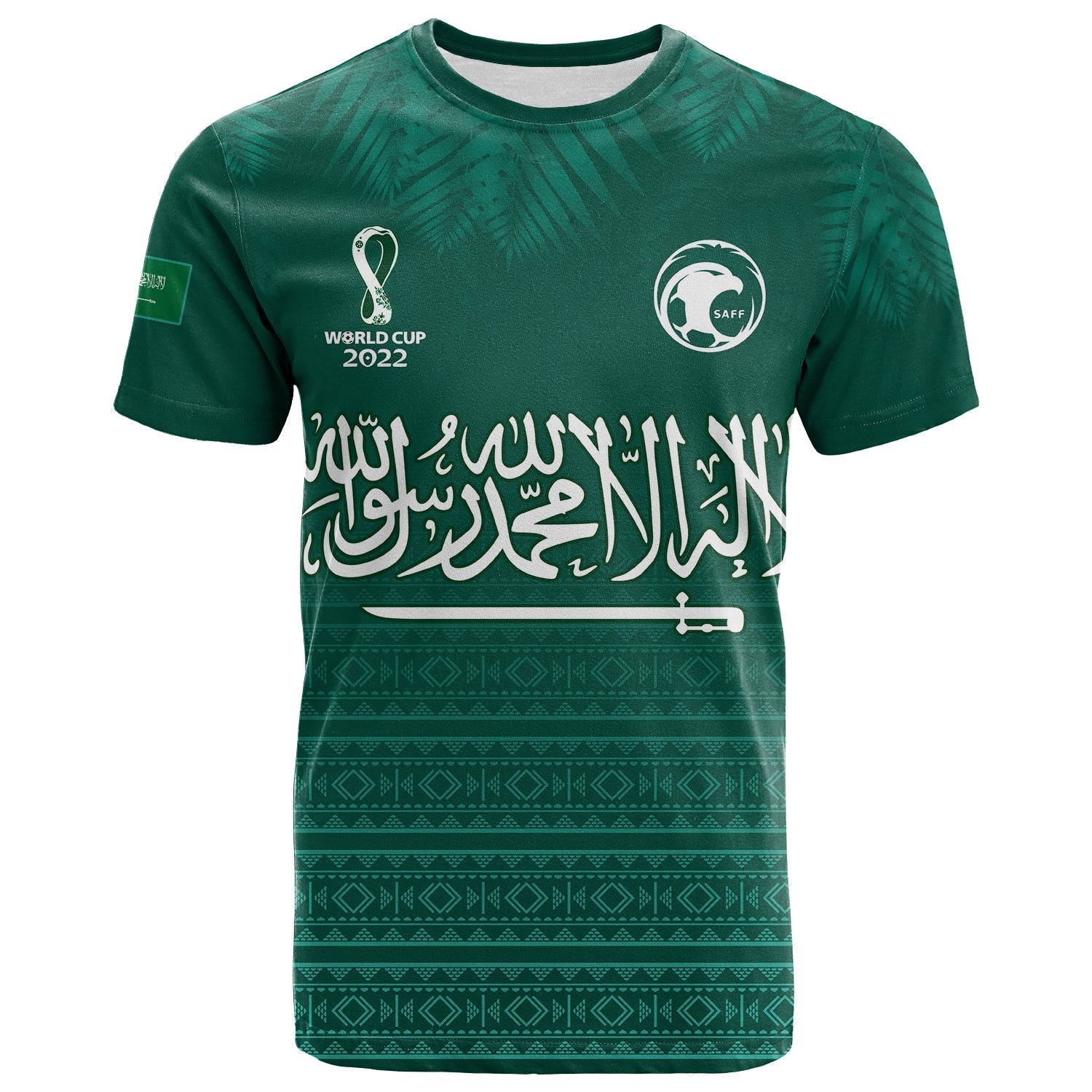 Custom Saudi Arabia Football T-Shirt KSA Proud Arabia Pattern Green Original Graphic Tee