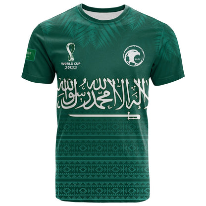 Custom Saudi Arabia Football T-Shirt KSA Proud Arabia Pattern Green Original Graphic Tee