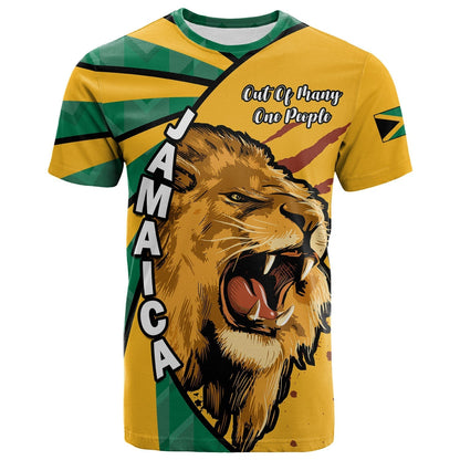 Jamaica Athletics T-Shirt Jamaican Flag Mix Lion Sporty Style Graphic Tee