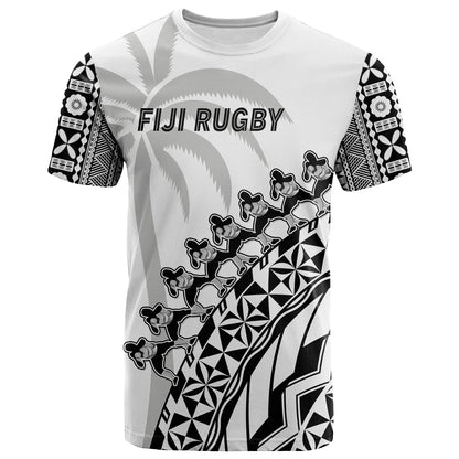 Fiji Rugby T-Shirt Fijian Cibi Dance Tapa Pattern White Graphic Tee
