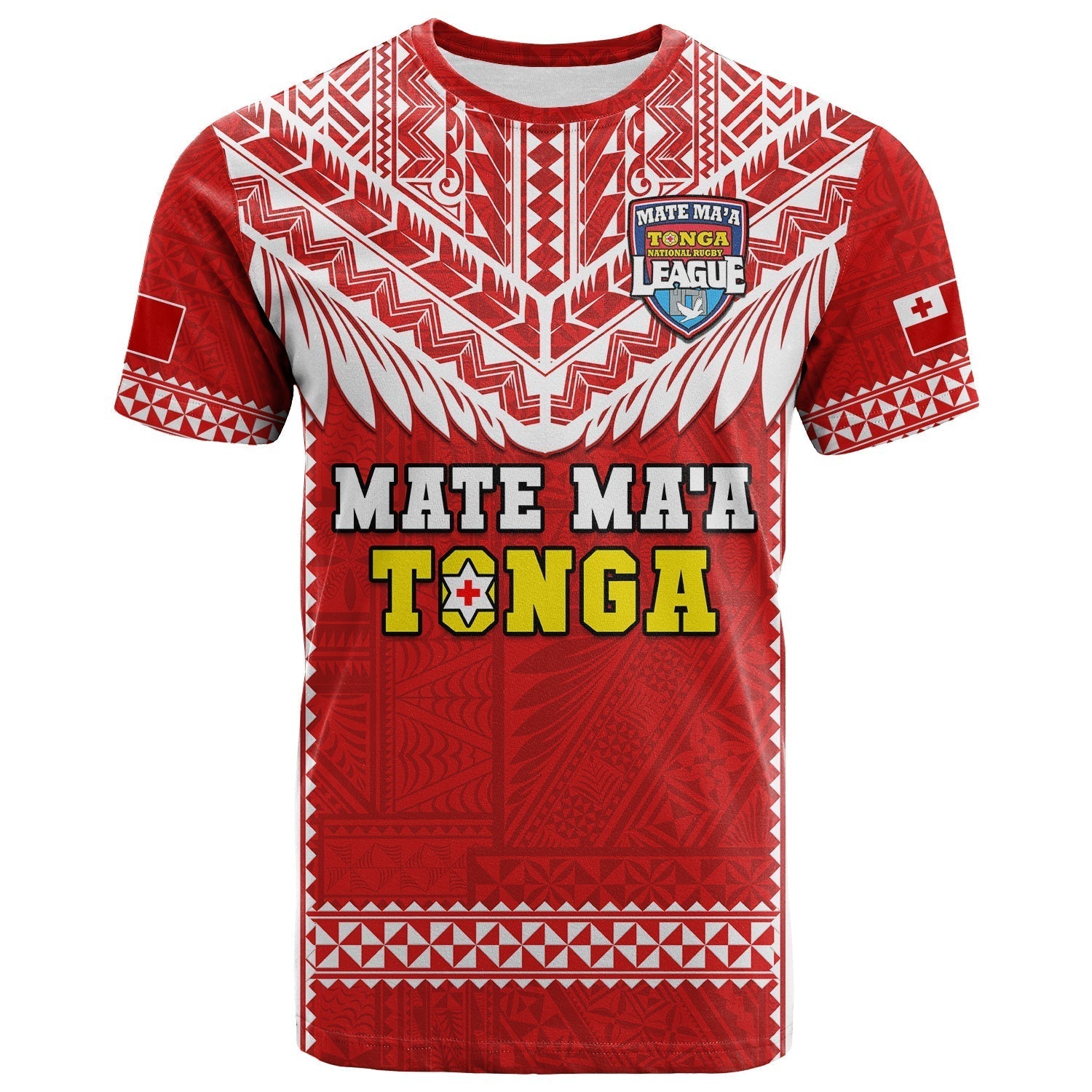 Custom Text And Number Tonga Rugby T-Shirt Mate MaA Tonga Pacific Ngatu White Graphic Tee