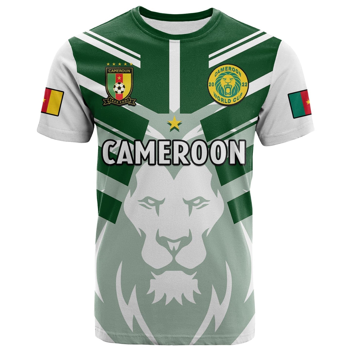 Cameroon Football T-Shirt Les Lions Indomptables White World Cup 2022 Graphic Tee